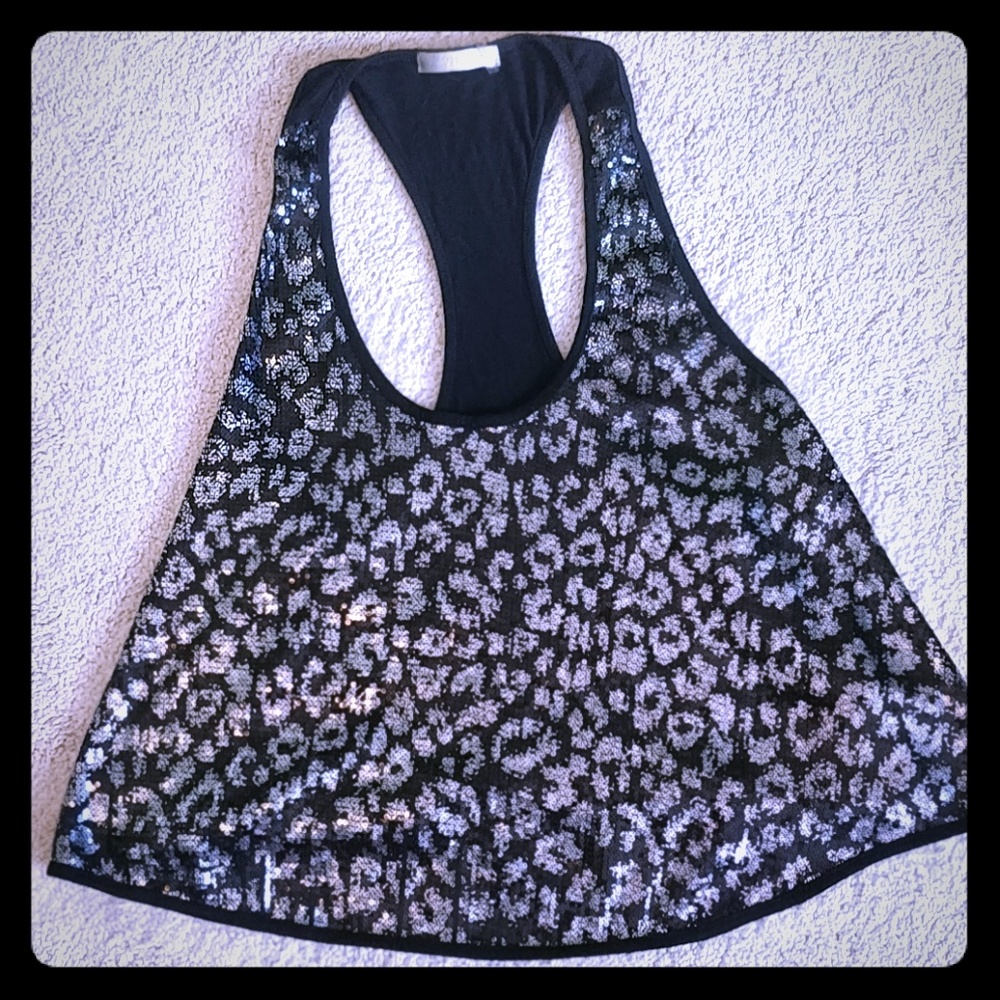 Black And Silver Bling Flowy Tank